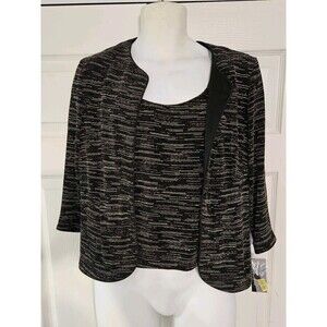 Alex Evenings Twin Set Black Gold Tank top & Jacket Size M Petite NWT $149